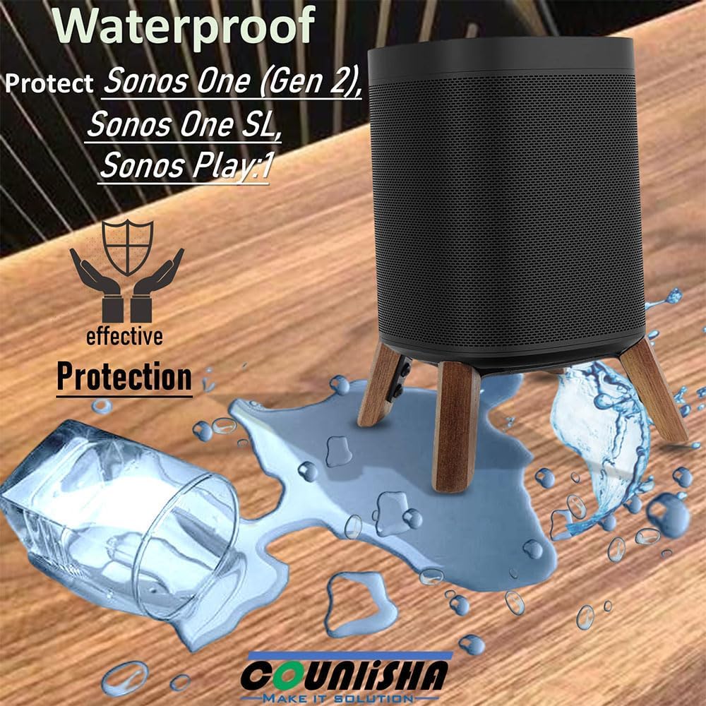 Counlisha Play:1 gen2,Walnut Real Wood Stand Compatible for Sonos One, One SL, Home Speaker,Tripod Mount Accessories