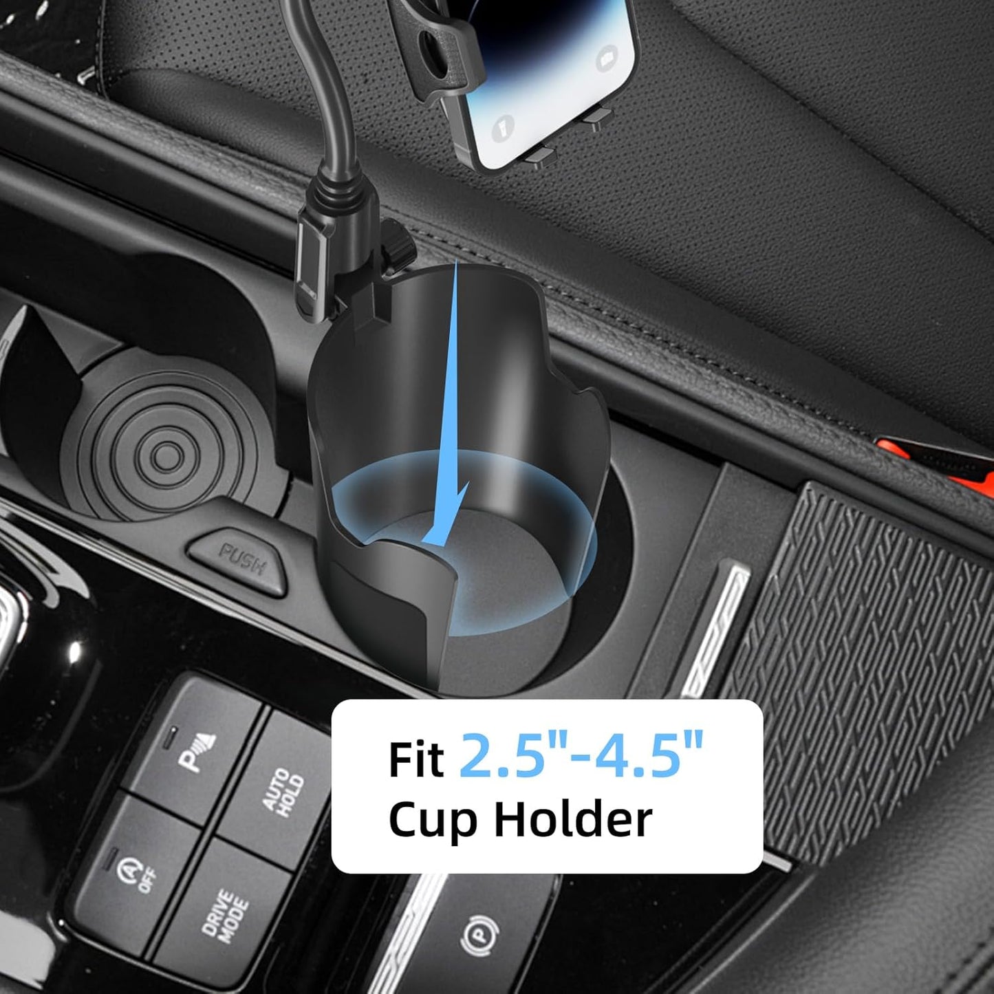 360 Cup Phone Holder for Car with Adjustable Long Gooseneck, Cell Phone Holder Mount for Car | Truck | Golf Cart