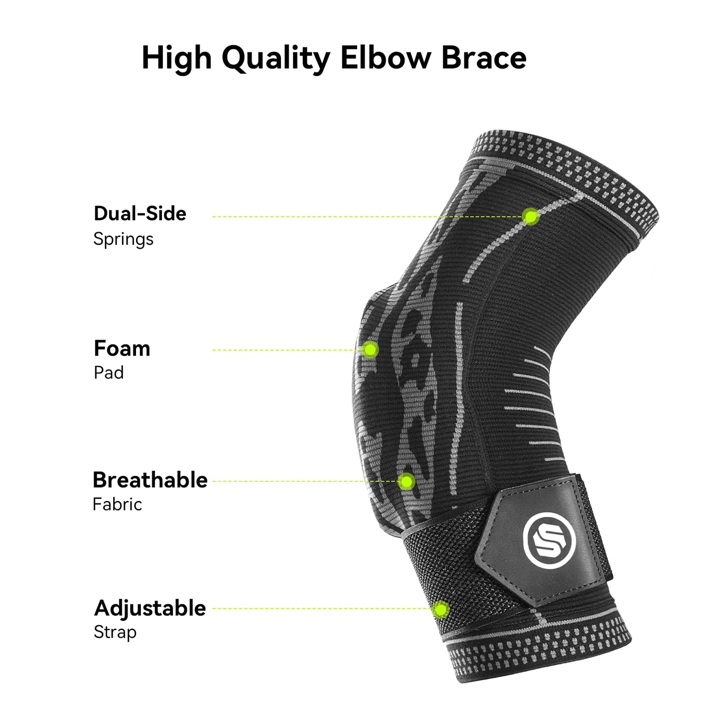Elbow Compression Sleeve for Tendonitis , Bursitis Elbow Pad Brace – Elbow Brace with Side Springs & Foam Padding for Olecranon Joint Pain, Arthritis, Bursa Protection, Men & Women (Black, Large)