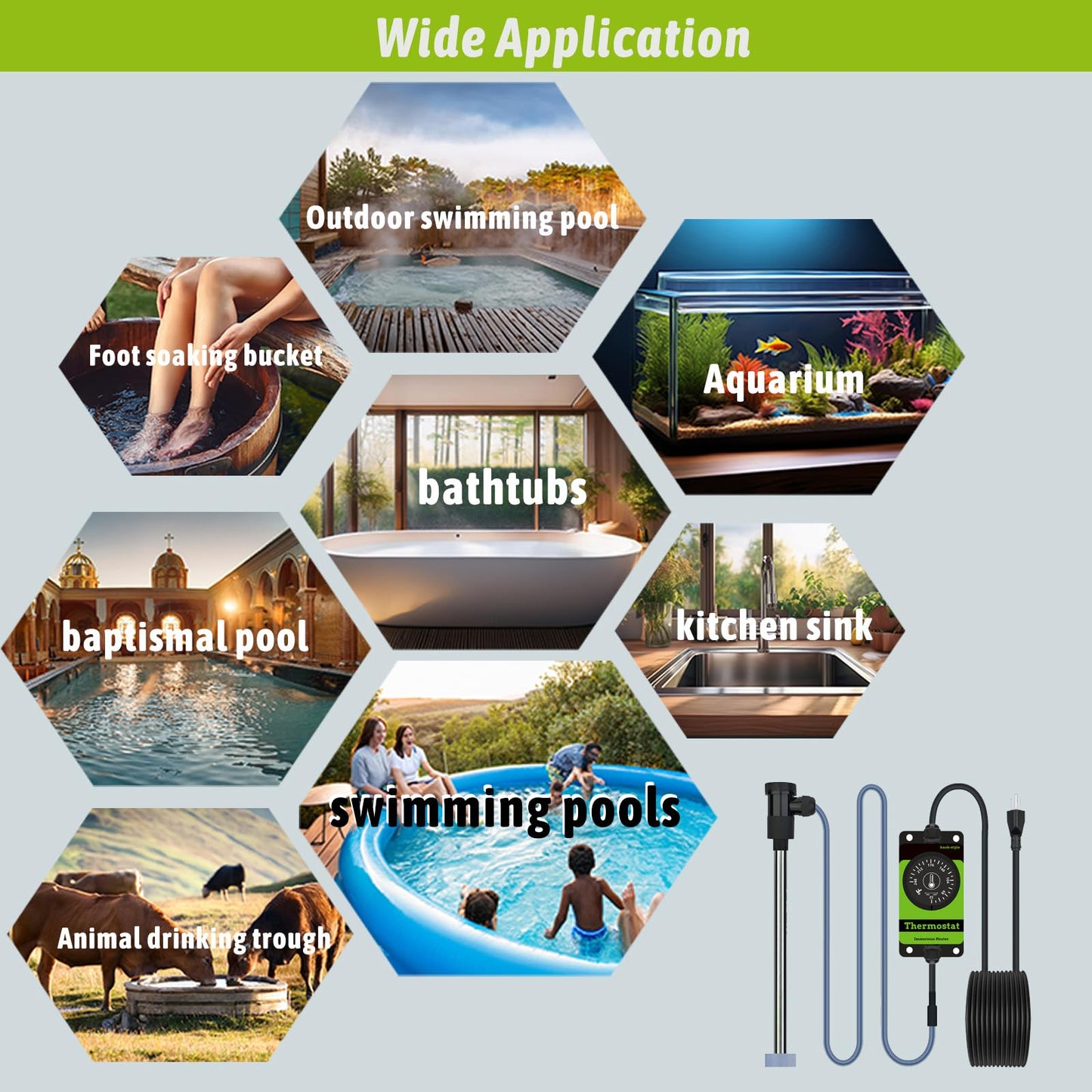 LINGLONGTEMP 1800W Submersible Hot Tub & Pool Portable Electric Immersion Water Heater with Temp Control for Pond, Bathtub, Inflatable Pool, Inground Pool, Sap, Above Ground Pool, Baptism & Baptistry