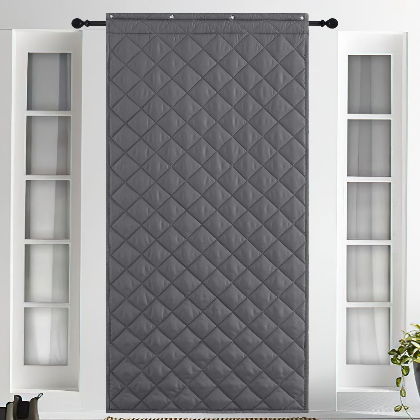 KEPARPCN Large Soundproof Blanket, Thermal Insulated Door Curtains for Doorway Noise Reducing Divider for Workshop Basement Laundry Acoustic Covering as Moving Blanket, 44 x 82 inch, Grey, 1 Panel