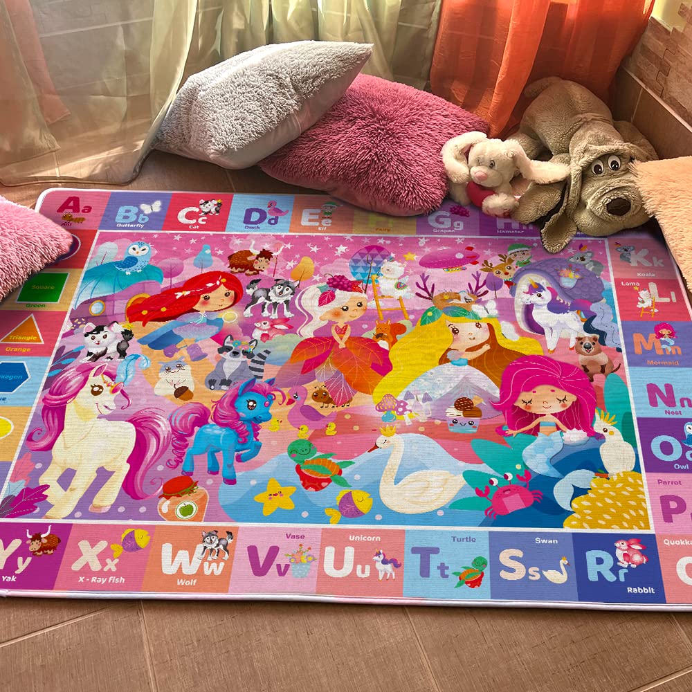 Quokka Baby Mat for Floor Play for Babies 6-12 Months – Super Soft Baby Floor Play Mat for Toddlers 1-3 – Princess Extra Thick Plush Rug for Nursery – Padded Foldable Activity Infant Playroom Carpet