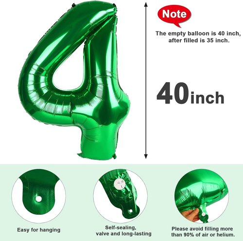 40 Inch Dark Green Number 4 Balloon | Perfect for Birthdays, Graduations, and Weddings