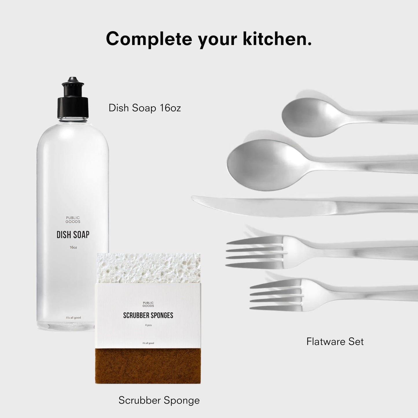 Public Goods Kitchen Tool Set | 6 Piece Kitchen Utensil Set | Includes Y-Peeler, Peeler, Bottle Opener, Wine Opener, Pizza Cutter, and Garlic Press | Plastic-Free, Dishwasher Safe Gadget Essentials