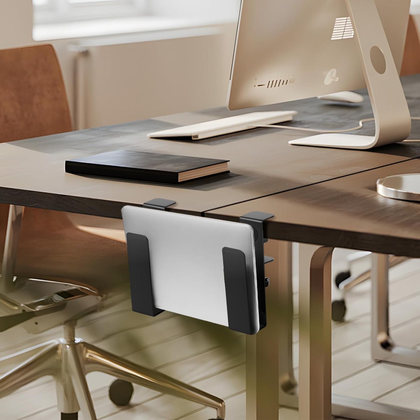 ZJRDYYK Desk Side Storage Organizer, Hanging Desk Side Laptop Holder, Vertical Laptop Stand Holder, Computer Desk Side