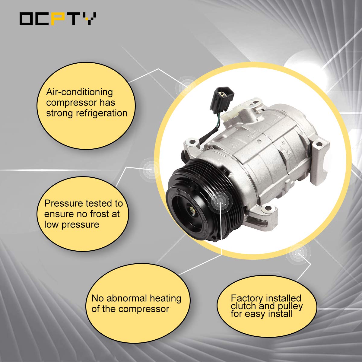 OCPTY AC Compressor for 2007-2012 for Buick Enclave for Chevy Traverse for GMC Acadia for Saturn Outlook 2021784AM 2021784R 1421625 1421625NC C1789 C1789R 6512525 7512525 255659