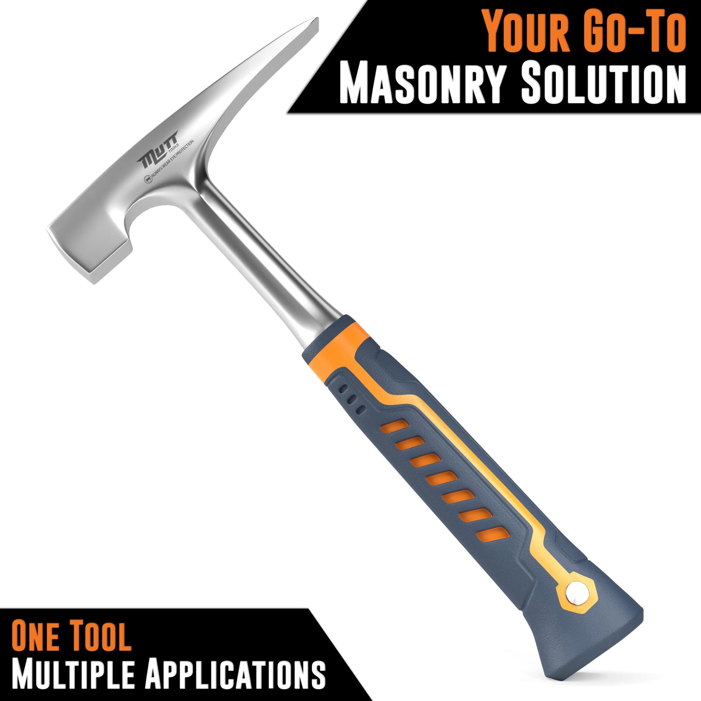 Mutt Tools Professional Brick Hammer - 20oz Heavy Duty Masonry Hammer for Bricklayer Tools, Stone Hammer for Mason Work