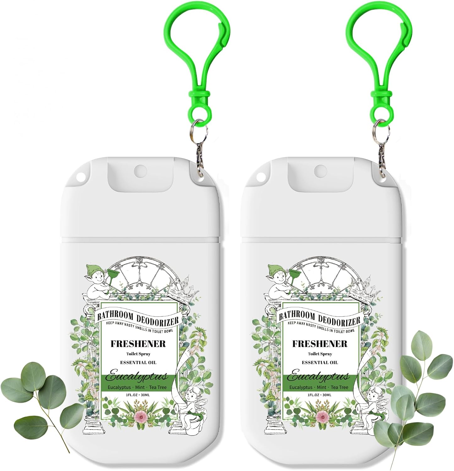 Skiennix Pocket Size Toilet Spray - Eucalyptus Scent Bathroom Odor Eliminator | Travel Essentials 2 Pack