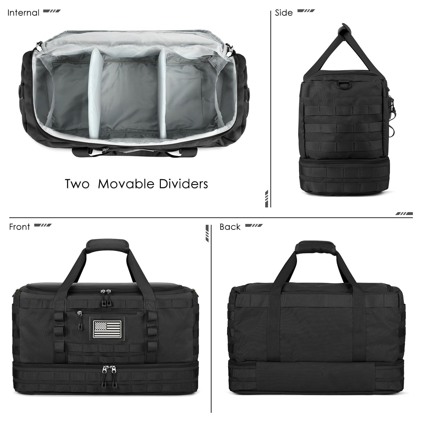 ETRONIK Gym Bag for Men Women, Carry on Luggage 22x14x9 Airline Approved, Tactical Travel Duffle Bag with Toiletry Bag and Shoe Compartment, Weekender Overnight with Wet Pocket for Workout, Black