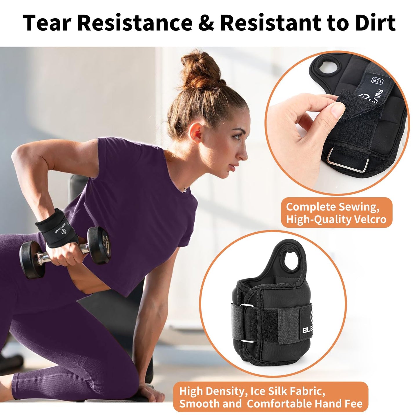 ELEAMY Wrist Weights with Thumb Loops Lock for Women & Men, 0.5lb*2/1lb*2/1.5lb*2/2lb*2/3lb*2,Premium Ice Silk Fabric,Comfortable & Tear Resistant for Walking,Running,Fitness and More(0.5lb*2 Black)