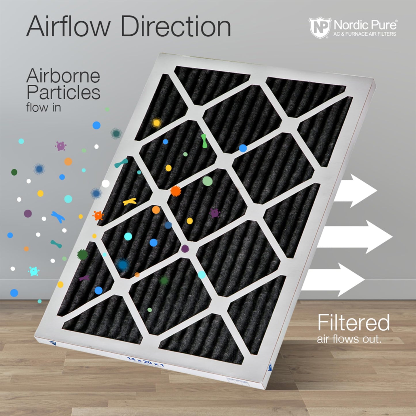 Nordic Pure 20x25x1 (19 1/2 x 24 1/2 x 3/4) Pure Carbon Pleated Odor Reduction Furnace Air Filters 12 Pack
