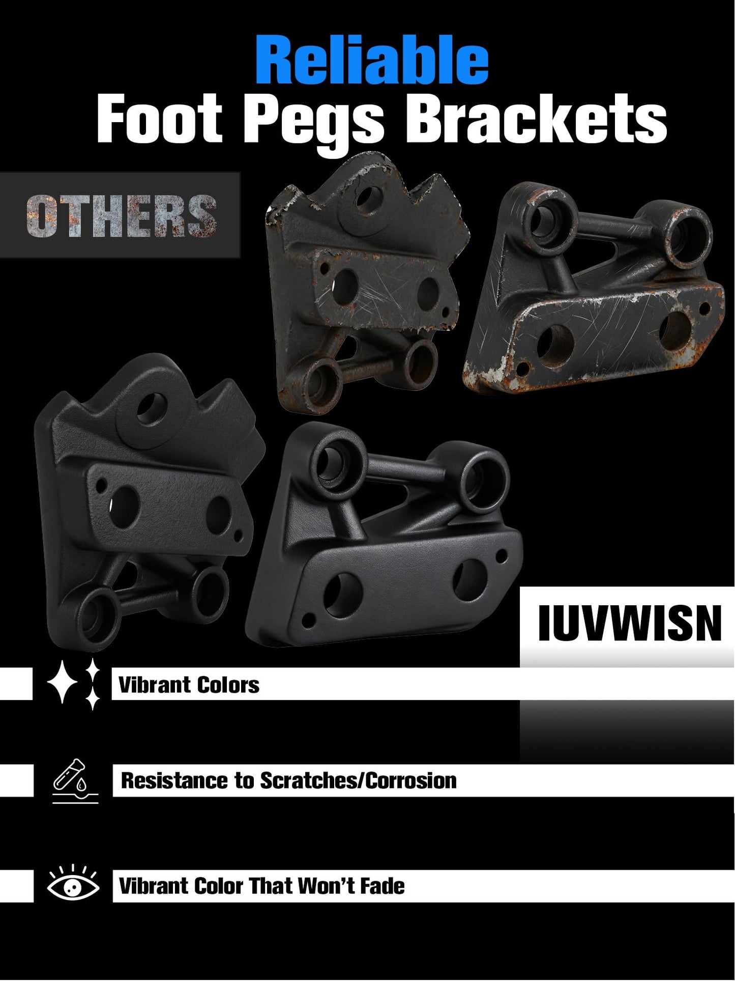 IUVWISN Foot Pegs Brackets for Talaria XXX X3/PRO Footpeg Holder Kits Pedal Bracket Support EBike Electric Dirt Bike Black