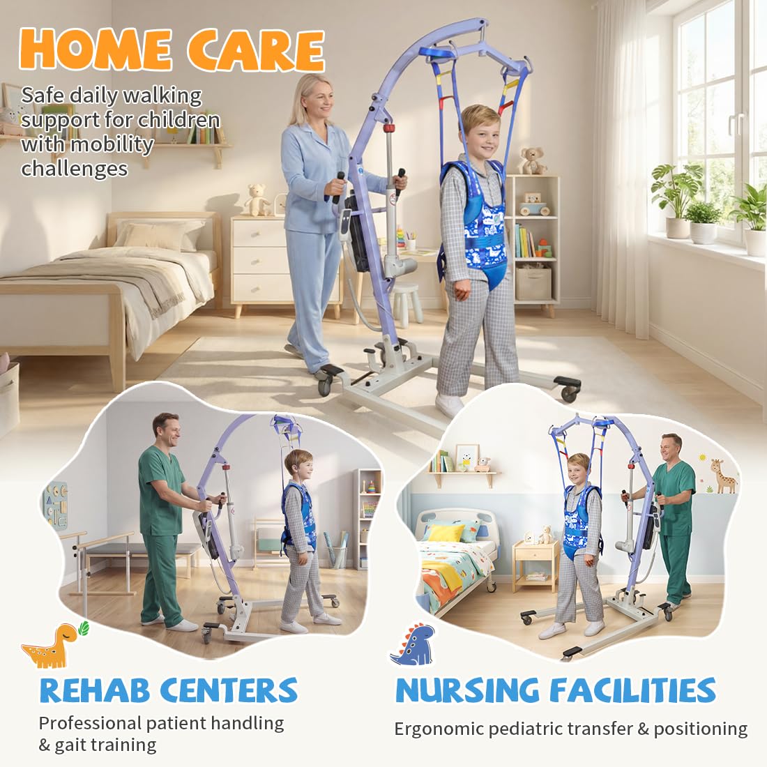 EZ ASSISTIVE Patient Lift Sling for Child Walking Training, Breathable 3D Mesh Medical Transfer Sling with Adjustable Buckles & Leg Pads, Patient Lift Aid for Home Use, 330lbs