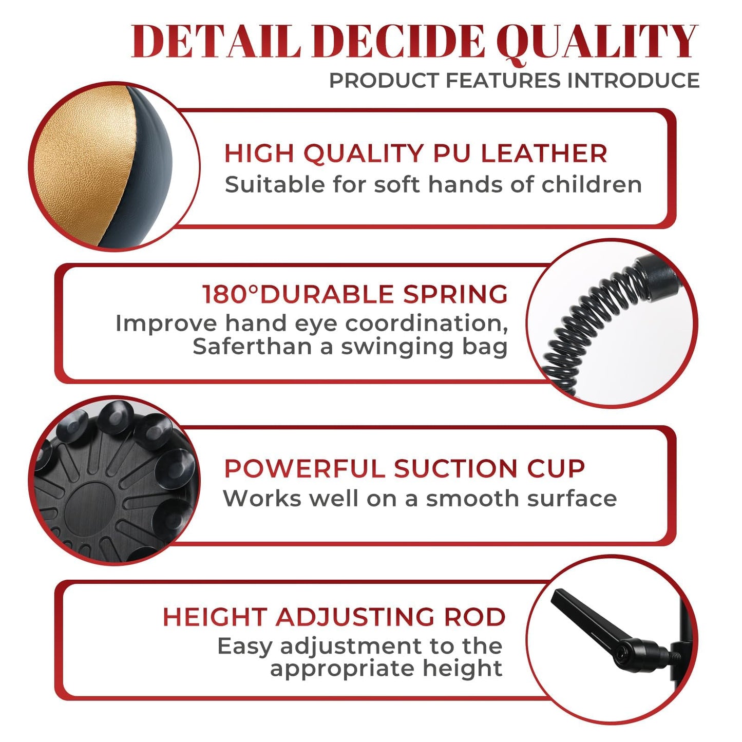 57-75IN Punching Bag Reflex Ball Speed Bag Free Standing Boxing Bag with Adjustable Height & Reinforced Spring Strong Durable Relief Stress Ball