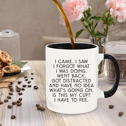 MQPPKJ I Came I Saw I Forgot Funny Coffee Mug 12oz, Birthday Gifts for Women Men, Gag Gifts Novelty Adult for Grandma Grandpa Mom Dad Gift Mothers Day Fathers Day Christmas