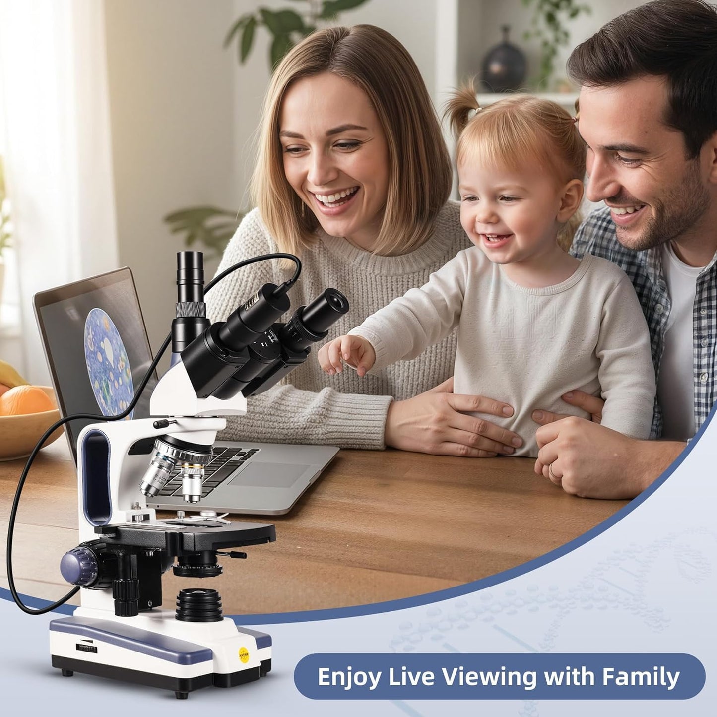 SWIFT Trinocular Compound Microscope SW350T,40X-2500X Magnification,Siedentopf Head,Research-Grade,Two-Layer Mechanical Stage,1.3mp Camera and Software Windows and Mac Compatible