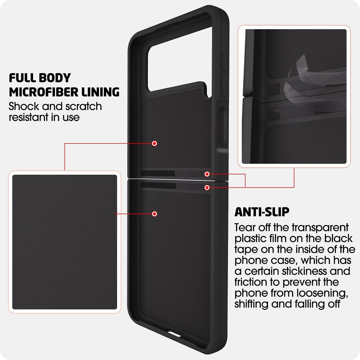 ABITKU 4 360Ring 4 6.7 inch Compatible with Galaxy Z Flip Case, Silicone with Kickstand Holder Microfiber Cloth