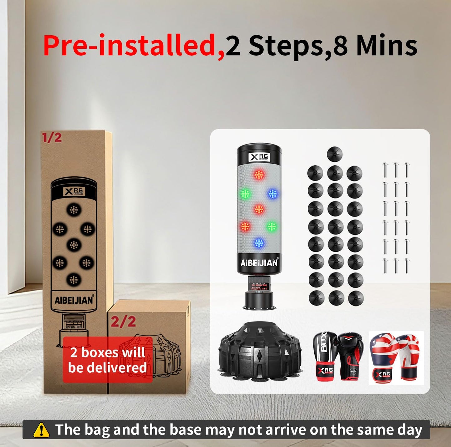 Smart Music Punching Bag 69",4 Training Modes,Can Connect to Bluetooth Smart Music Boxing Bag with 2 Pairs of Boxing Gloves for Home,Office and Gym Workout. (69" Punching Bag with Golves-1)