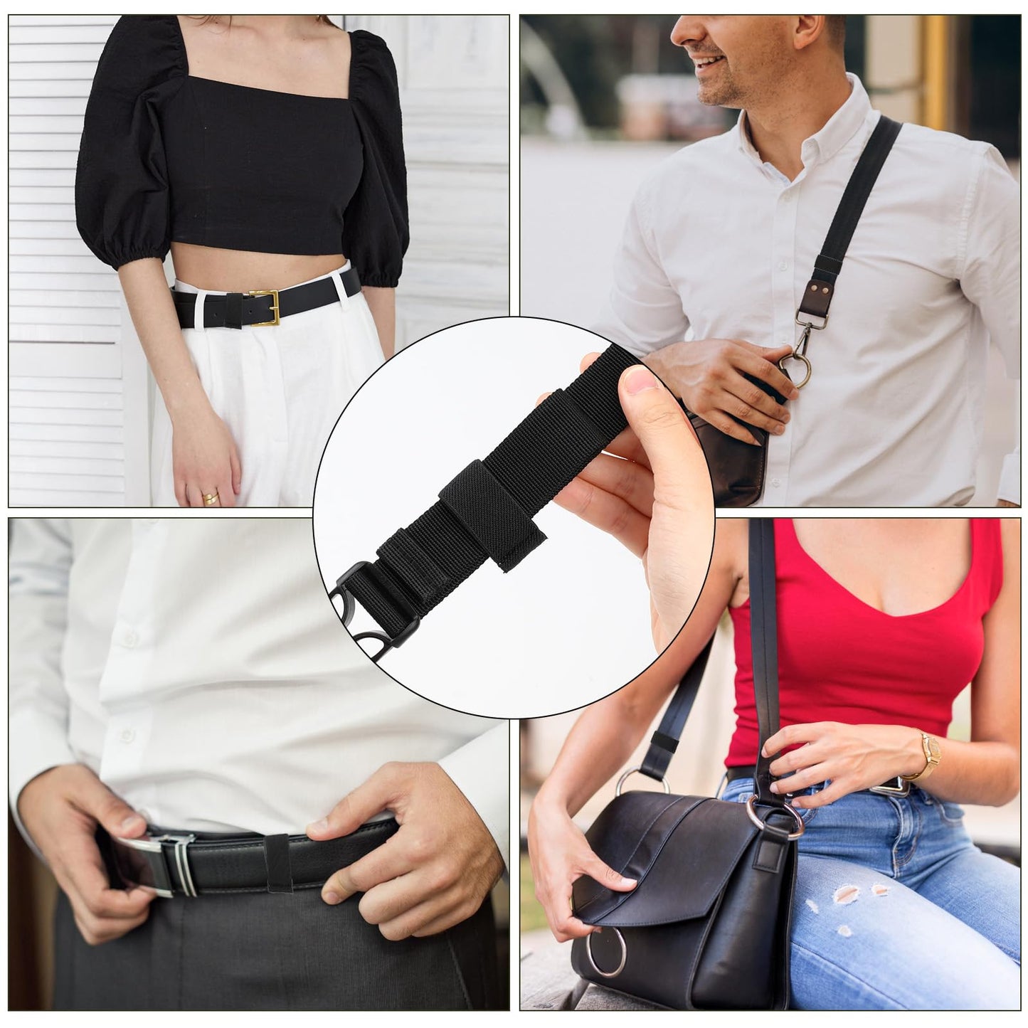 Bewudy 10 Pack Elastic Belt Keeper Strap, Nylon Canvas Web Belt Elastic Loop Keeper, Organizers Backpack Strap, Holder Retainer Band for 1.5" Wide Belts or Straps (Black)