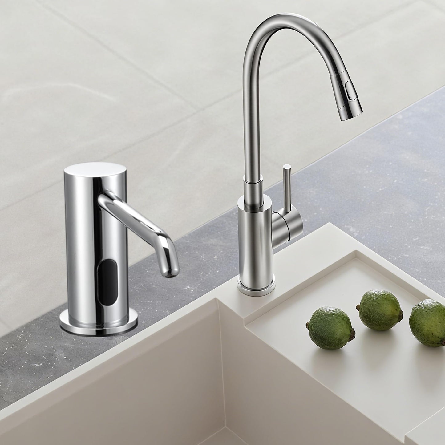 Touchless Automatic Soap Dispenser Built-in Sink Electric Soap Dispenser for Kitchen Bathroom Commercial Home Use, Infrared Sensor with 33.81oz/1000ml Bottle Pump, Chrome