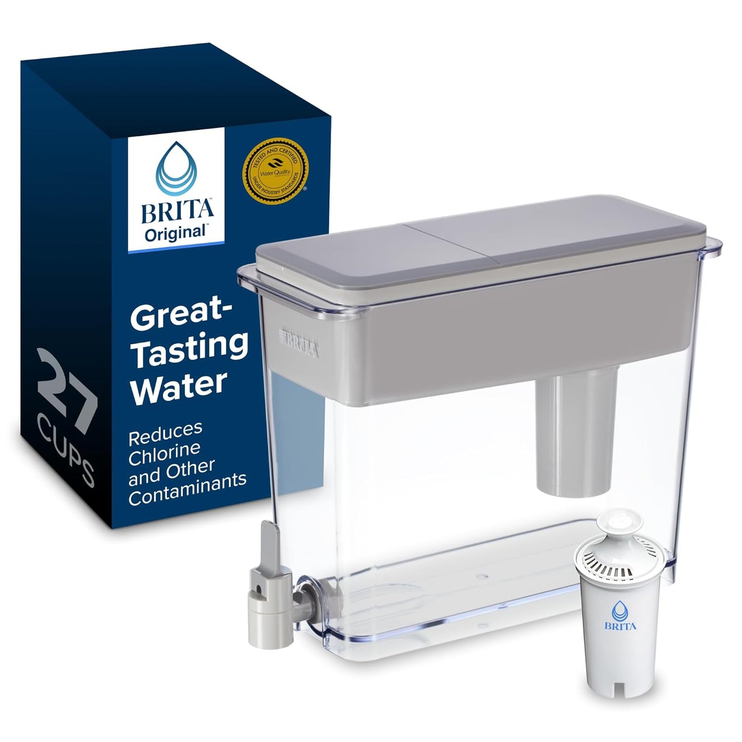 Brita UltraMax Water Dispenser - 27-Cup BPA-Free Filter System Reduces Copper & Mercury