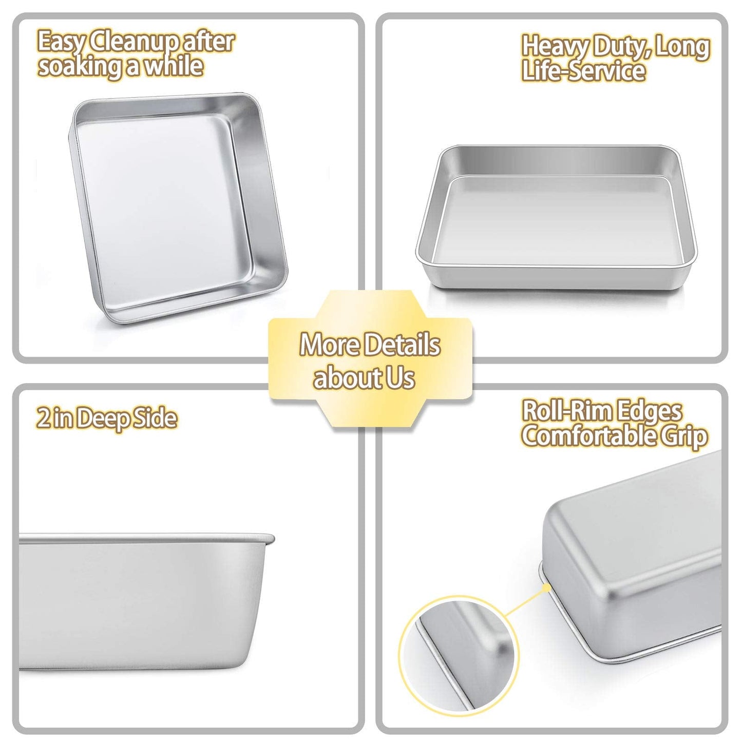 TeamFar Stainless Steel Bakeware Set of 11, Toaster Oven Baking Pan Set, Lasagna Pan, Square & Round Cake Pan, Loaf Pan & Muffin Pan, Healthy & Heavy Duty, Dishwasher Safe & Smooth