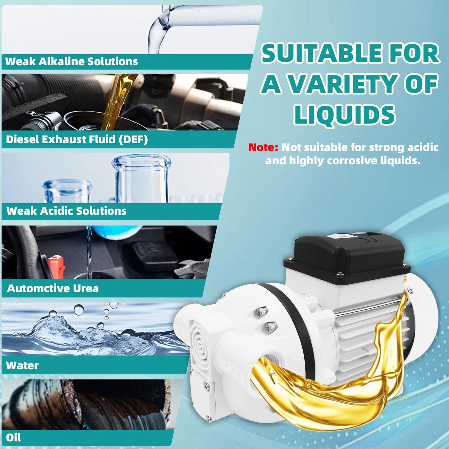 110-120V DEF Transfer Pump, Self-Priming Electric Diaphragm Drum Pump for Diesel Exhaust Fluid, Urea, Oil & Water, 10.6 GPM High Flow, 400W Motor, 36 ft Lift, US Plug