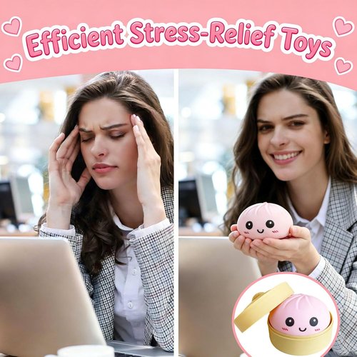 Dumpling Squishy Mystery Box - Super Soft Slow Rising TPR Smiley Face Fidget Toy | Pink, Ideal for Easter Baskets & Parties