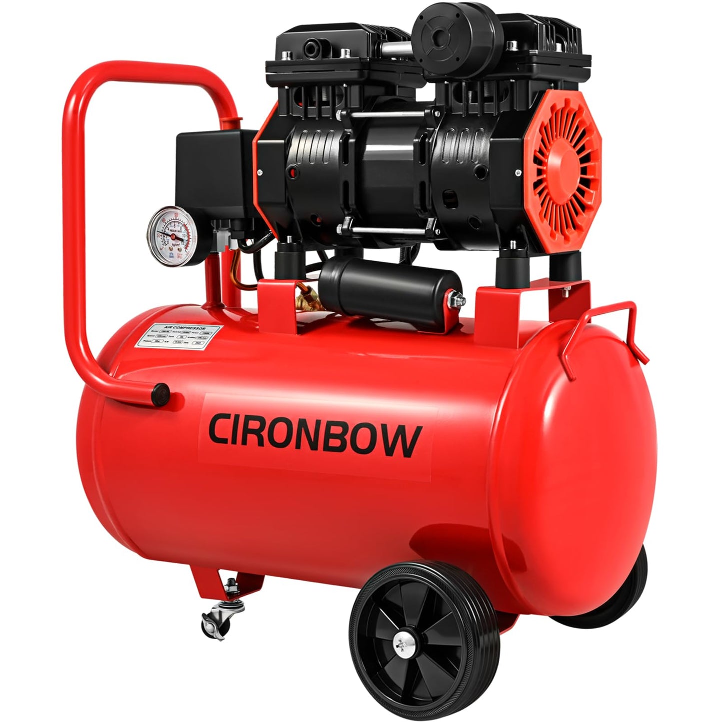 CIRONBOW 8 Gallon Ultra Quiet Air Compressor 70dB,1.8HP Oil Free 116 PSI, 2.47 CFM @ 90 PSI, Heavy Duty Portable with Wheels for Garage, Workshop, Nail Gun, Woodworking, Spray Painting, Tire Inflation