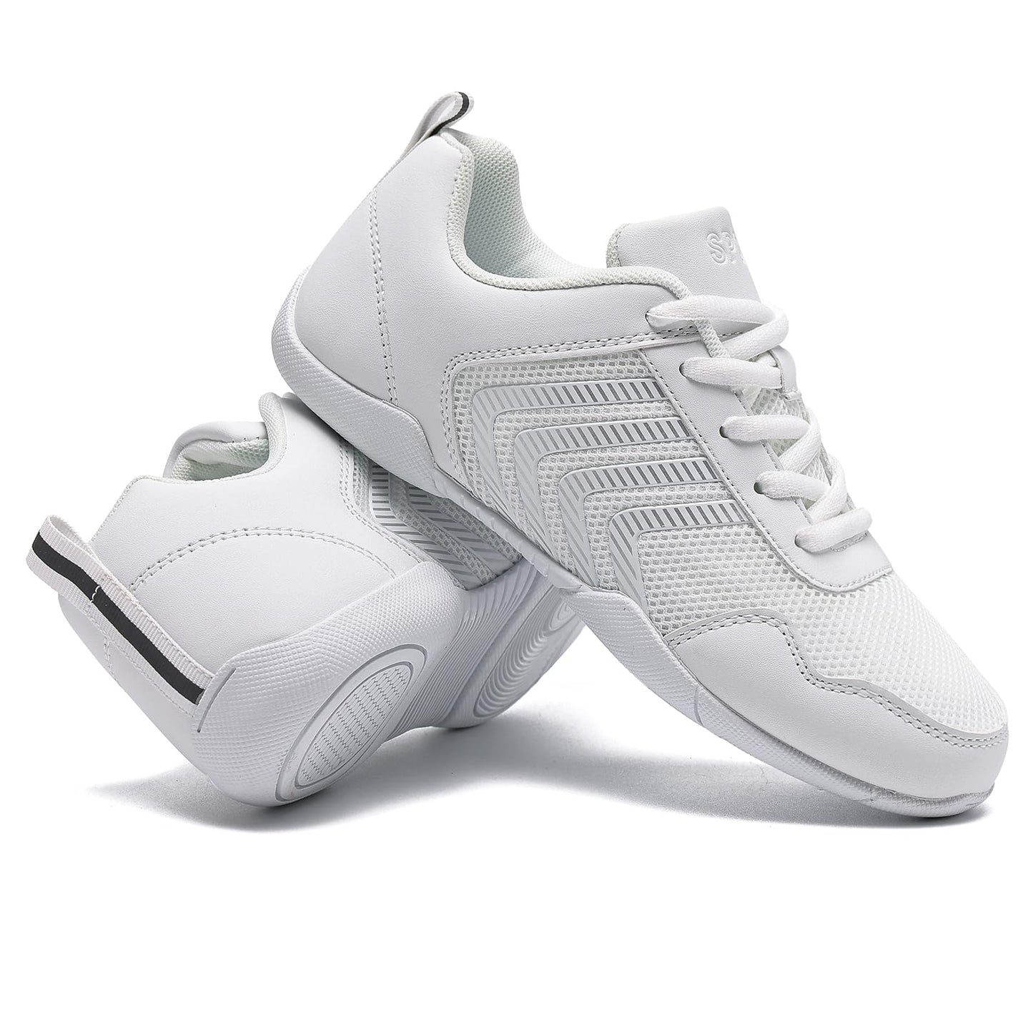 LANDHIKER White Cheer Shoes for Girls Womens Cheerleading Shoes Youth Competition Cheerleading Shoe Sports Tennis Training Athletic Flats Breathable Soft Comfortable Kids Cheer Sneaker Size