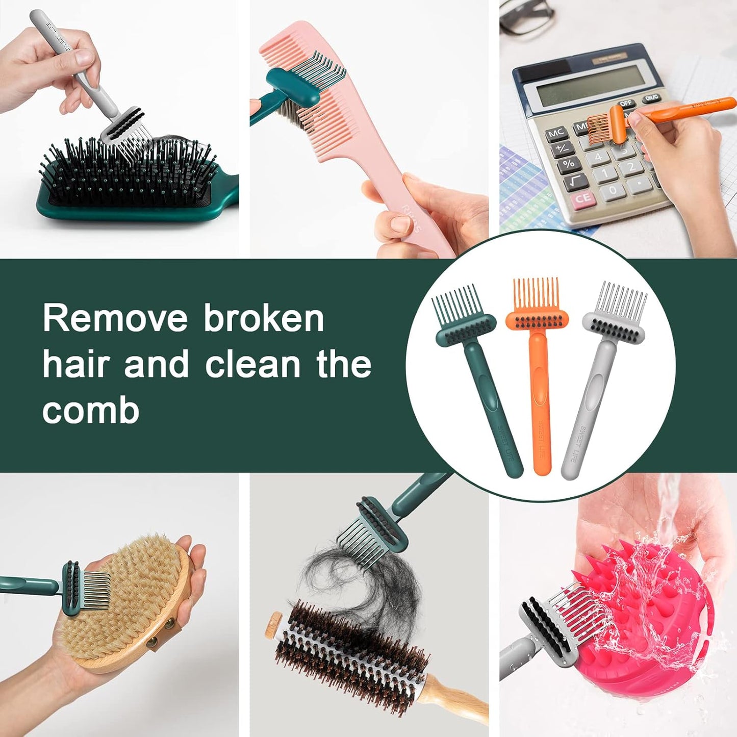 RHOS 2-in-1 Hair Brush Cleaner - Effortlessly Removes Hair and Dust | Ideal for Home and Salon Use (Green)