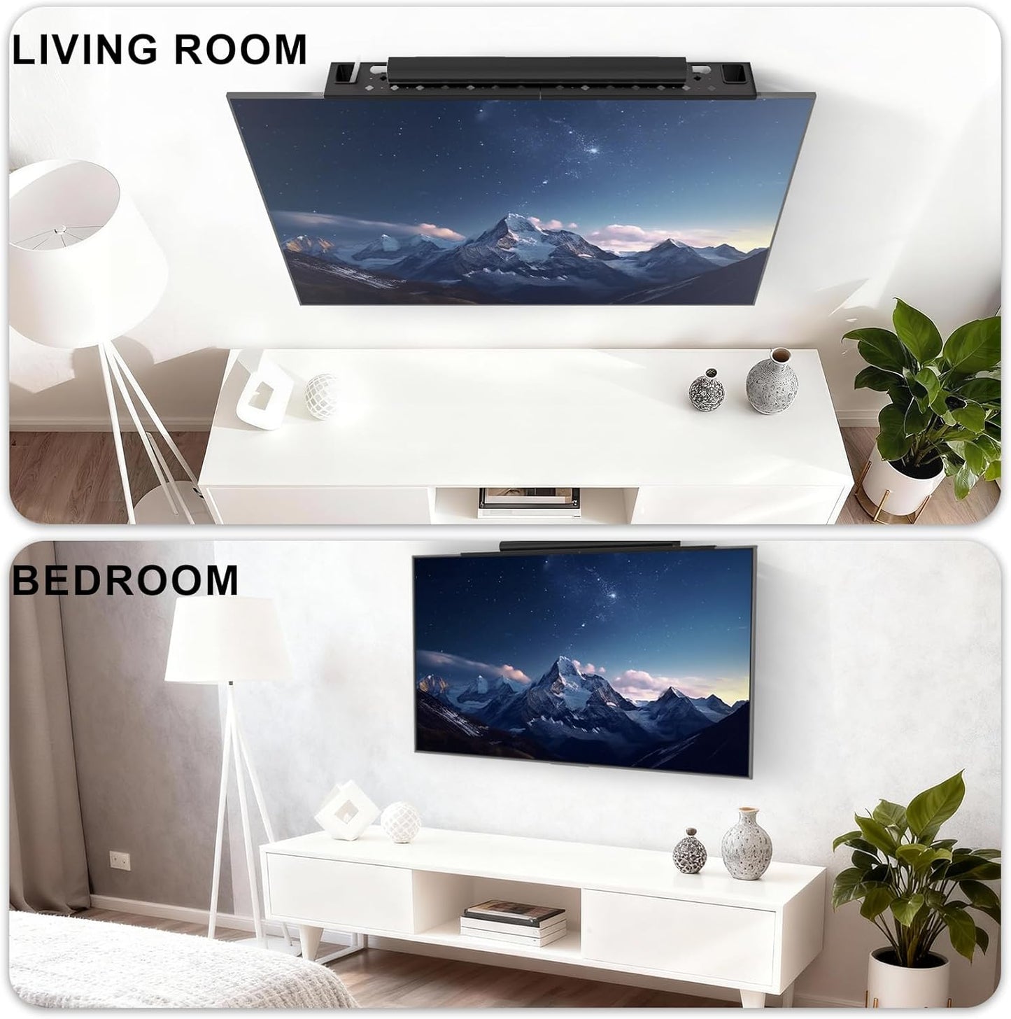 2 5.5Lbs, 34.65"x4.3" (TSH004-2B), WALI Soundbar Mount, No Drilling TV Top Shelf with Storage Boxes, Floating Monitor