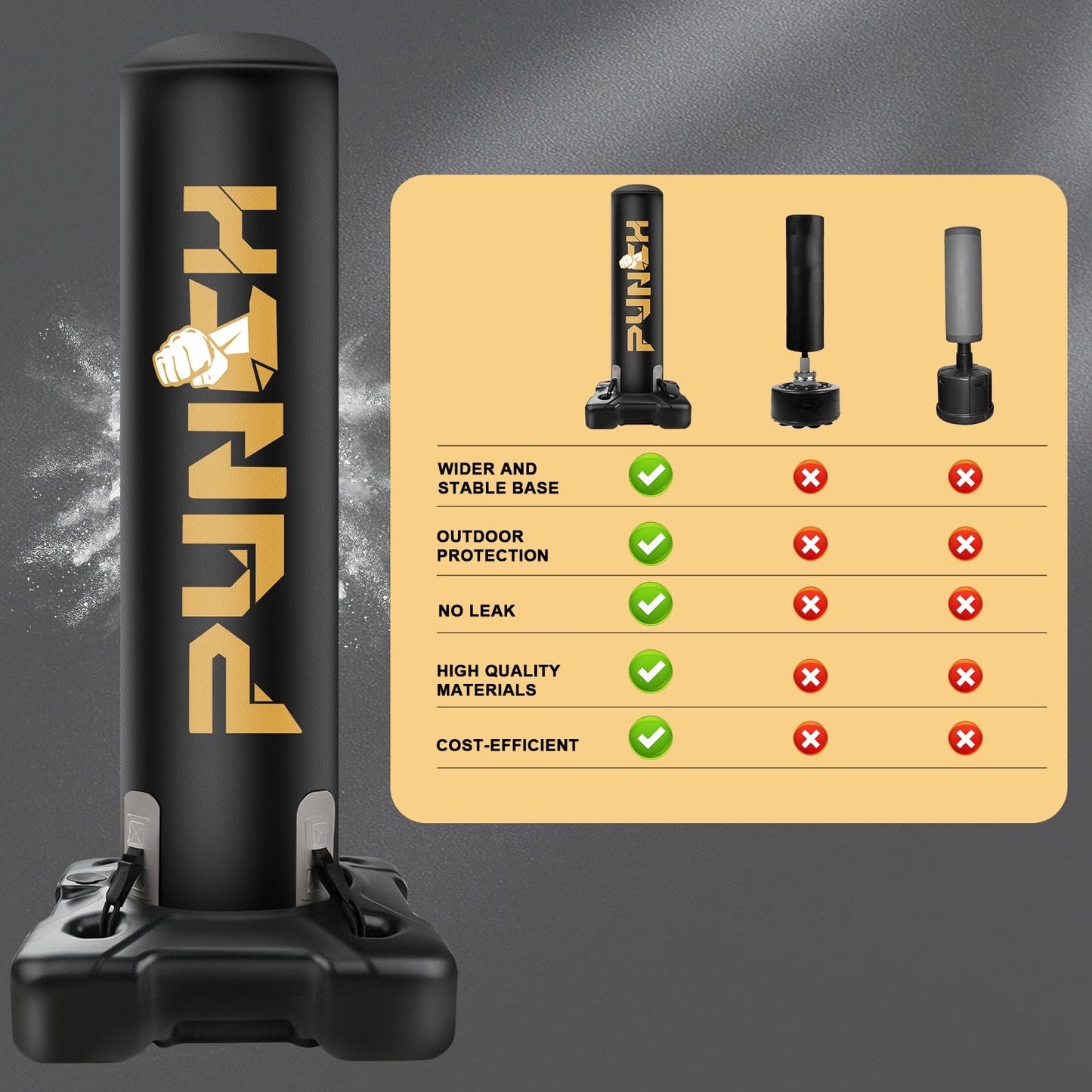 Heavy Boxing Bag with Stand for Adult Teens, Freestanding Inflatable Punching Bag with Gloves, Men Women Stand Kickboxing Boxing Set for Martial Arts MMA Home Gym Exercise Training Equipment