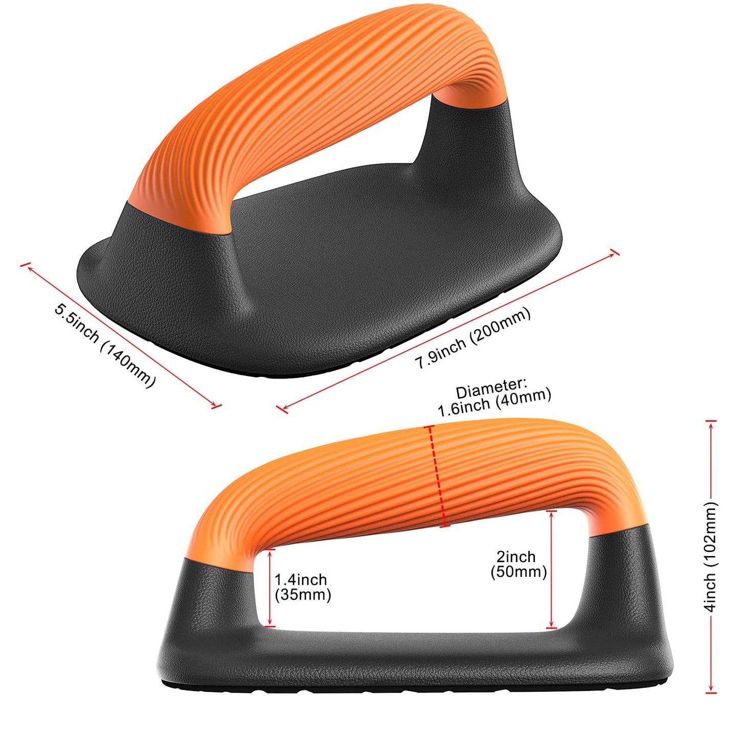 Kipika Push Up Bars, Pushup Stands, Anti-Slip Soft Plastic Push Up Handles, Bottom Anti-Slip Pad, Strength Training Equipment, Perfect for Floor Workout Exercise Black&Orange