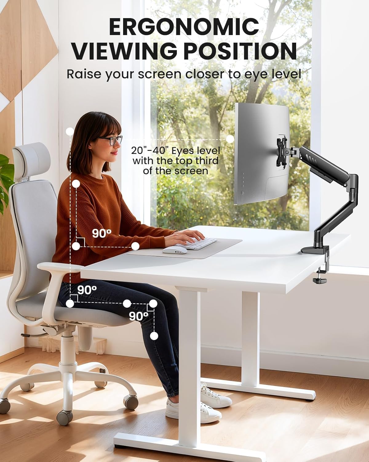 ErGear 1334 Inch 19.8 lbs, 100x100mm Single Monitor Arm, Fully Adjustable Monitor Mount for Screens, Fast Install
