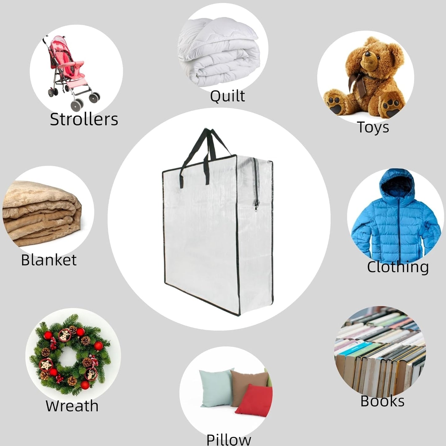 Skiennix Clear Storage Bags - 9 Pack Zippered Organizers for Blankets, Clothes & Bedding | Ideal for Moving & Underbed Storage