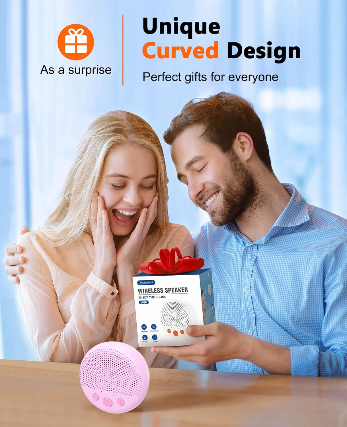 LENRUE Shower Speaker, Bluetooth Waterproof Speaker Wireless, Portable Speakers with Clear Loud Sound, Suction Cup
