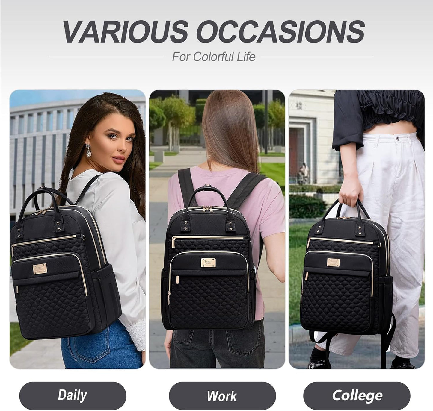 Tealari Backpack Women,15.6 Inch Backpack Backpack,College Laptop for Laptop for Work,Water Resistant Travel Bookbag