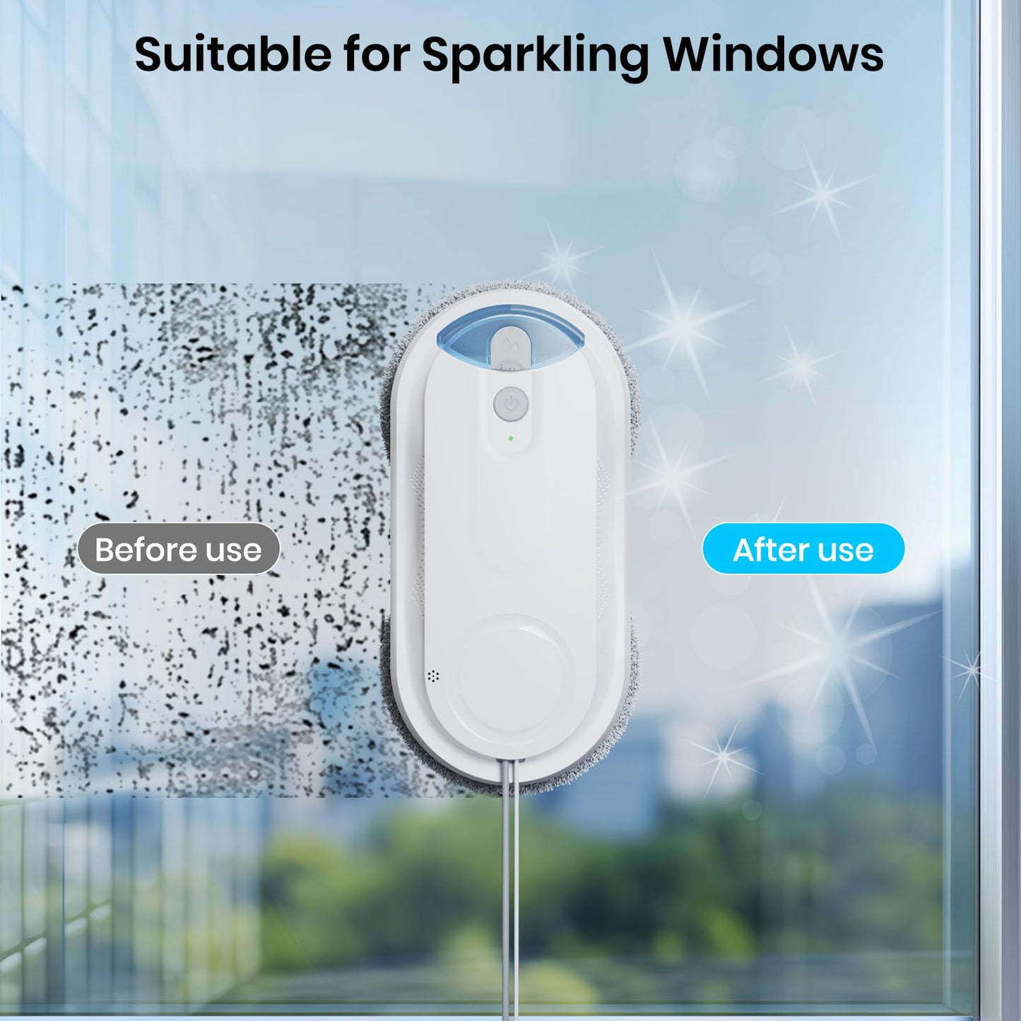 KKI Window Cleaning Robot, Auto Window Cleaner Robot, Dual Spray, Max 3200Pa, AI Path Planning & Edge Detection, Remote Control for Inside/Outside High-Rise Windows,Glass Door,8Cloths, X3 (White)