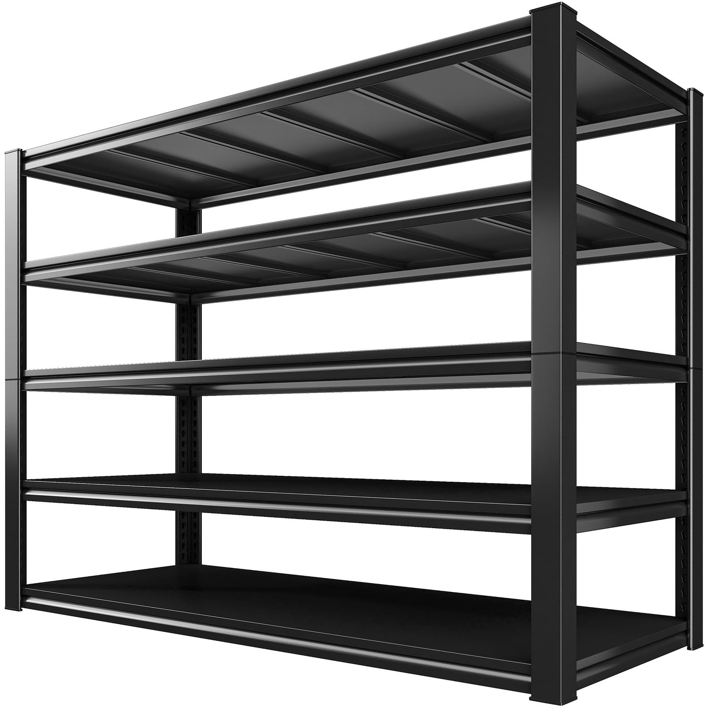 REIBII 48.2" W Garage Shelving, Metal Shelving 3000LBS, Storage Shelves Adjustable Metal Shelf, Industrial 5 Tier Shelves for Basement Pantry Warehouse Supermarket, 72.2" H x 24.2" D x 48.2" W