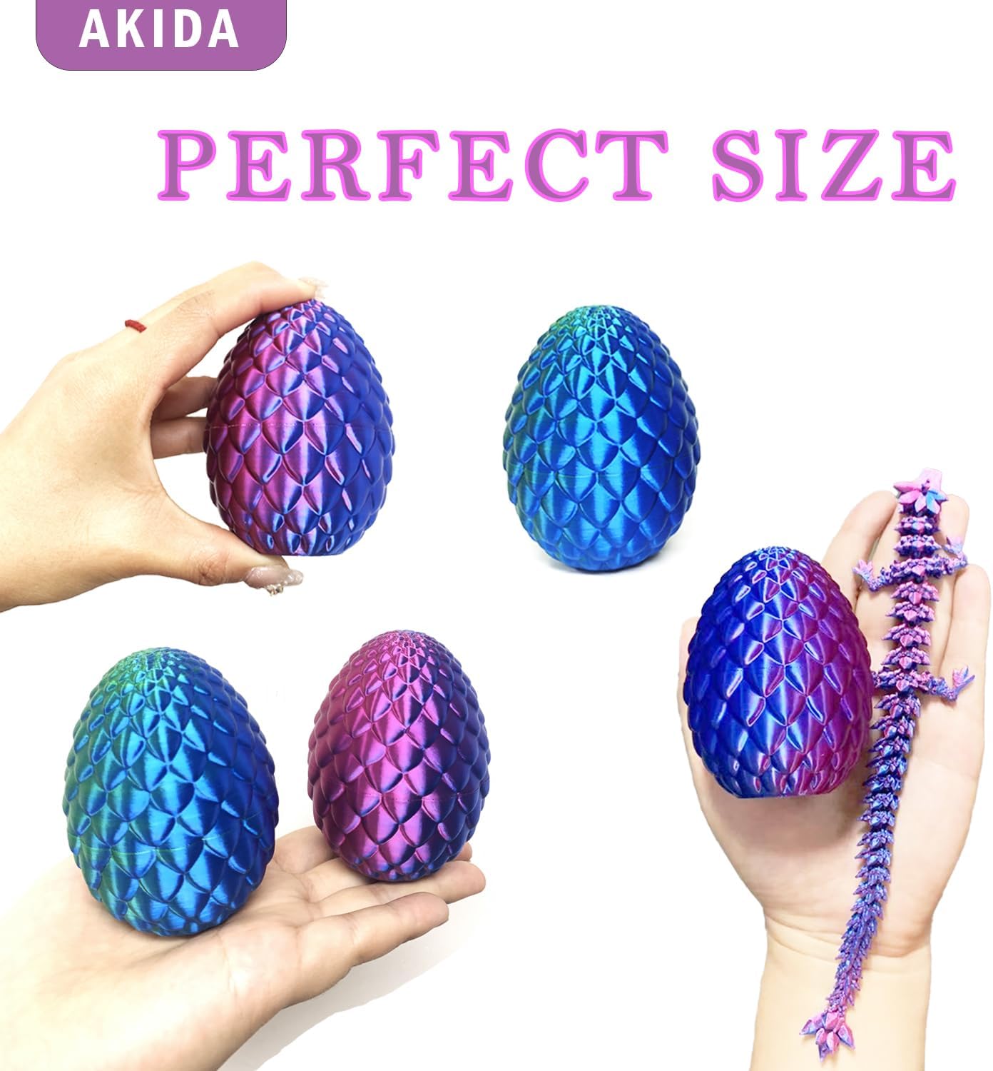 **Skiennix 2 Pack Dragon Eggs - 3D Printed Fidget Toys with Surprise Dragon Inside | Perfect for Easter Baskets**
