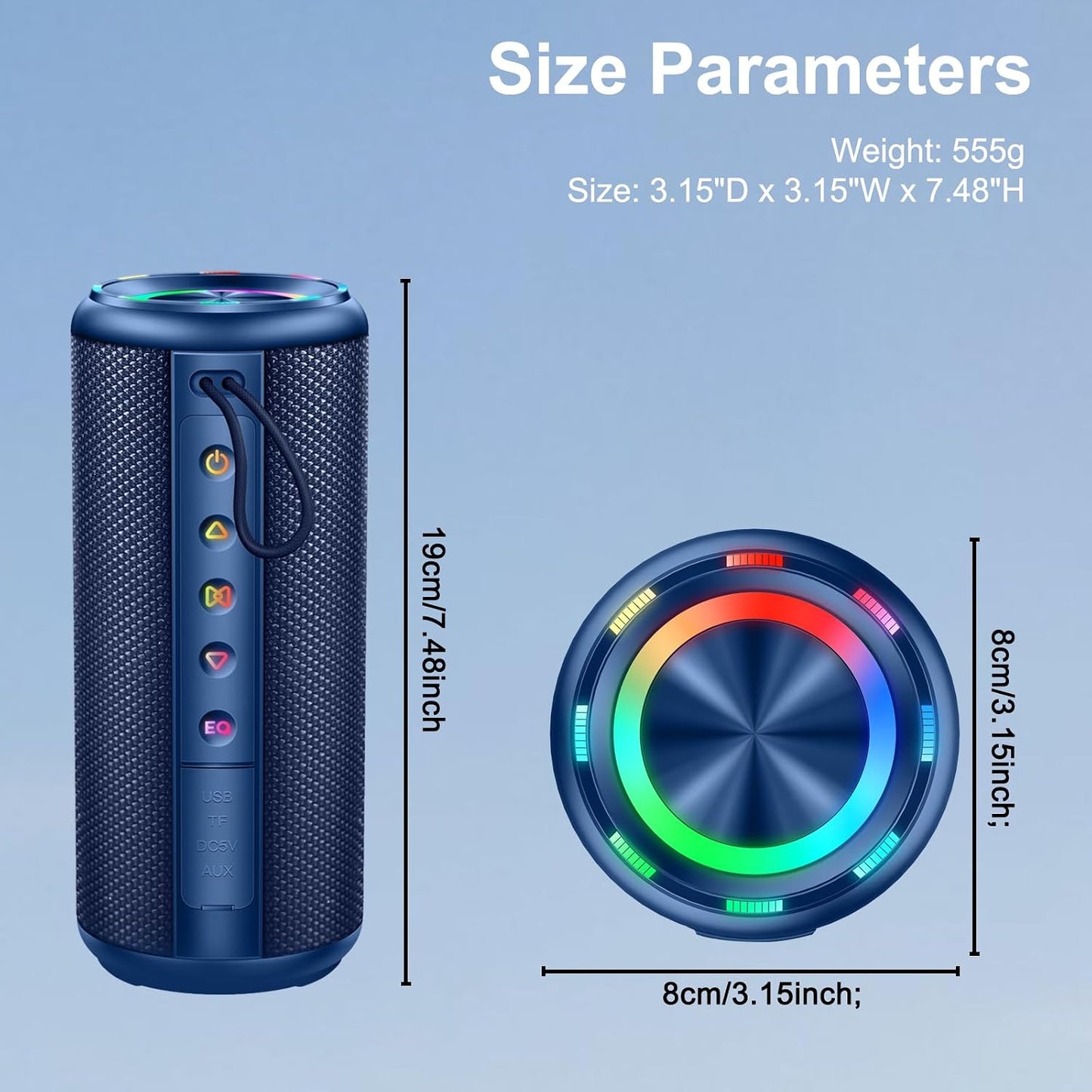 Xuevcn 360 Sound,IP65 Bluetooth Speaker, Portable Bluetooth Speakers with Wireless Stereo Pairing, Built in Mic, HD