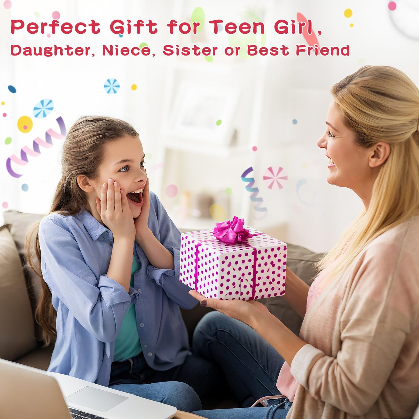GooBird Birthday Gifts for Teen Girls &Women– Preppy Pink Gift Basket, 12–14 Cute & Trendy Gifts Ideas for Teenage Girls, Girly Gift Set for Her,Daughter, Sister, Best Friend or Niece