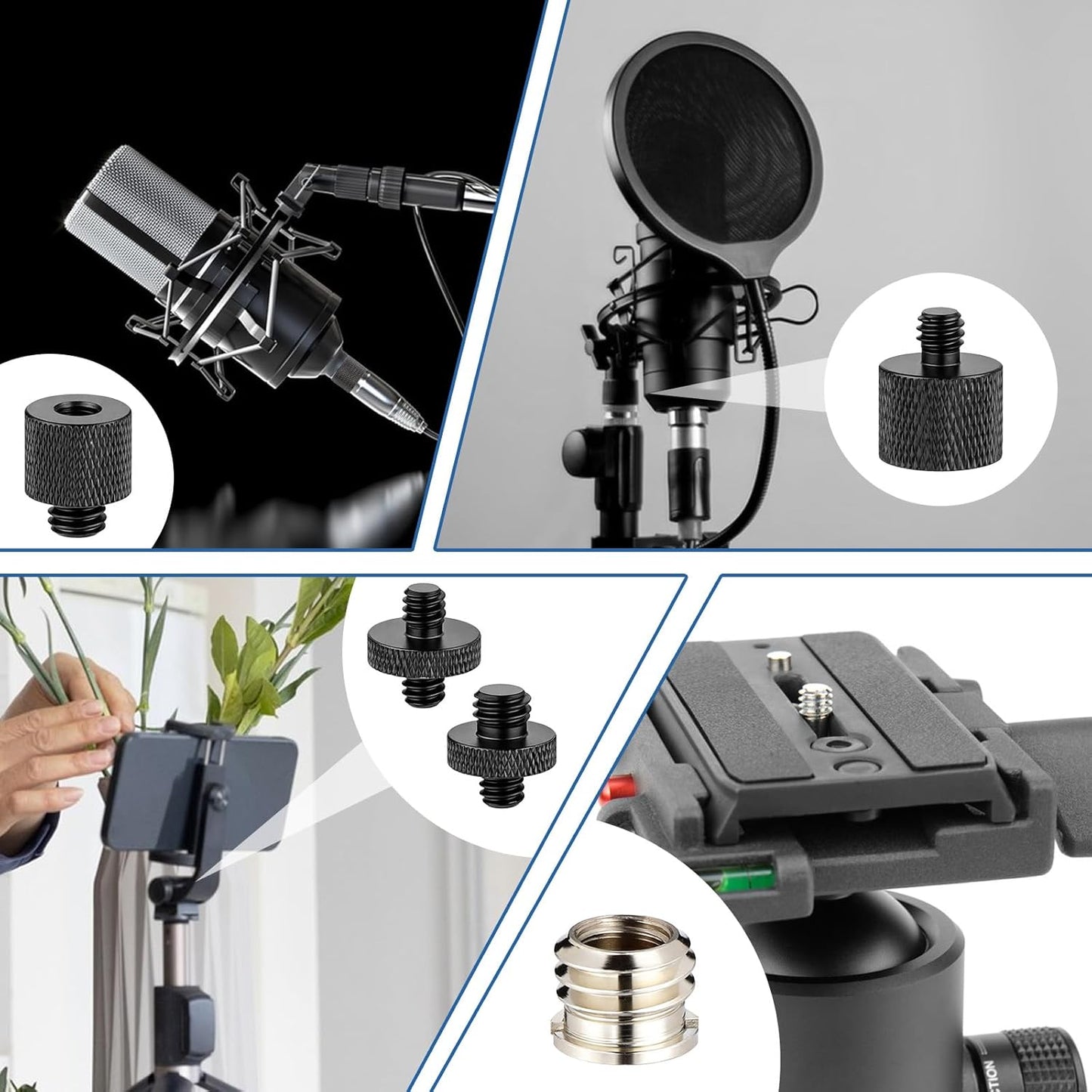 JJUNW 6Pcs Tripod Adapter, Camera Screw Adapter, Stand Adapters Threaded Converter Tripods Mount Adapters, Tripod