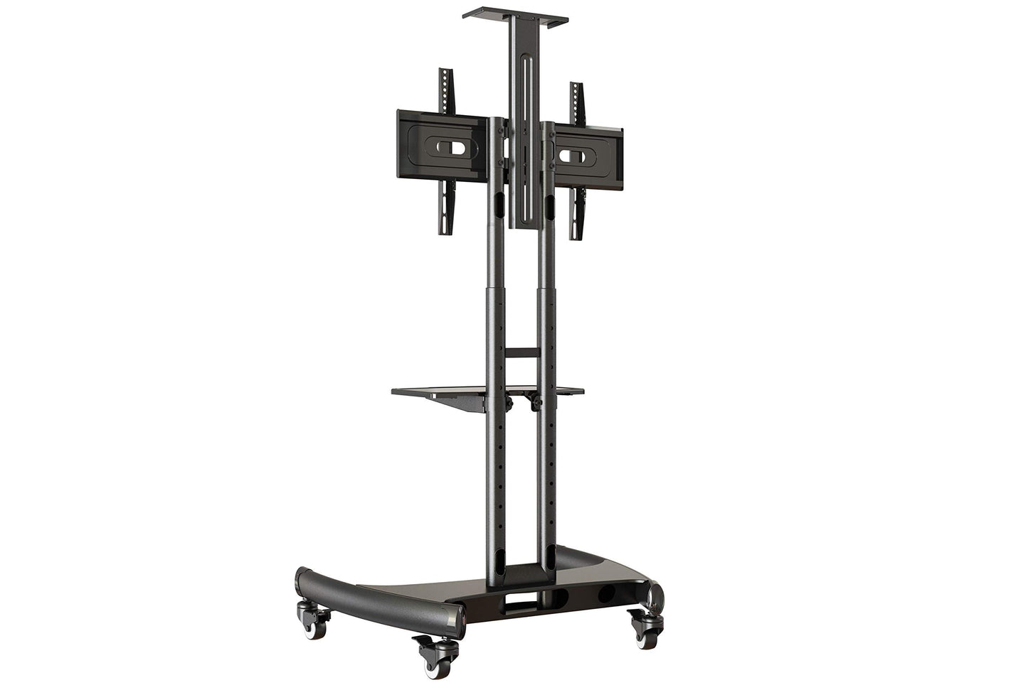 Rocelco VSTC 32"-70" Mobile Flat Screen, Monitor, A/V and TV Cart with A/V Component and Webcam Shelves (R VSTC), Black
