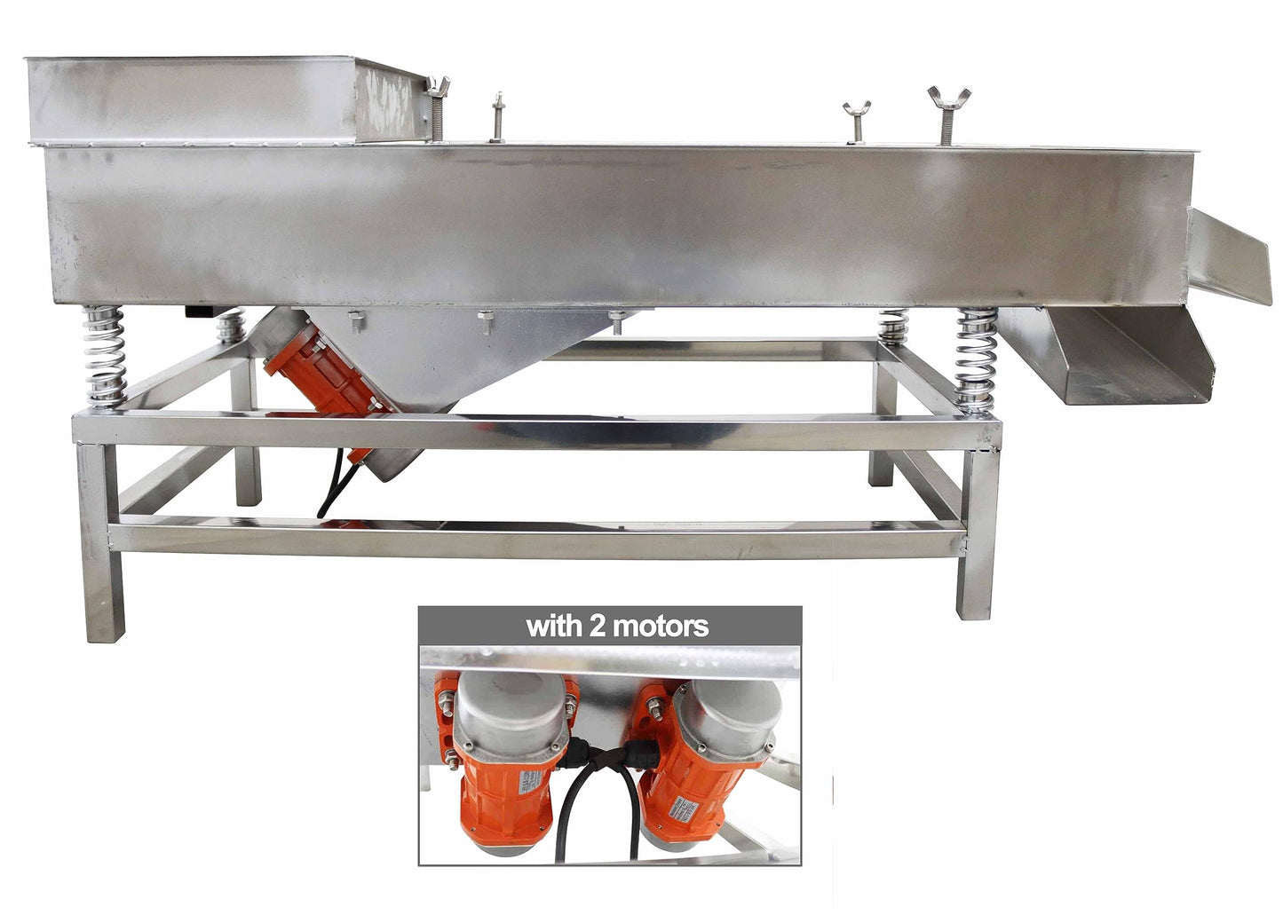 TECHTONGDA Straight Vibrating Sieve Screen Shaker Electric Linear Sifter Machine Stainless Steel One Layer Two Motor 10mm Screen Size 15.7×37.4inch 110V