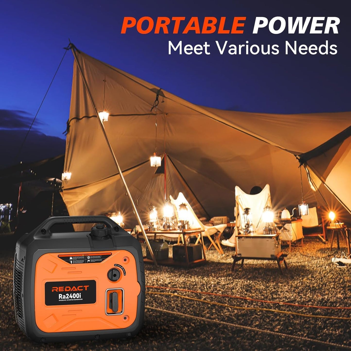 2400W Lightweight Portable Inverter Generator with Clean Power for Home, Camping, RV, Tailgating & Emergencies | Eco-Mode, CO Protection, Parallel Ready, Ultra-Quiet Gas Generator