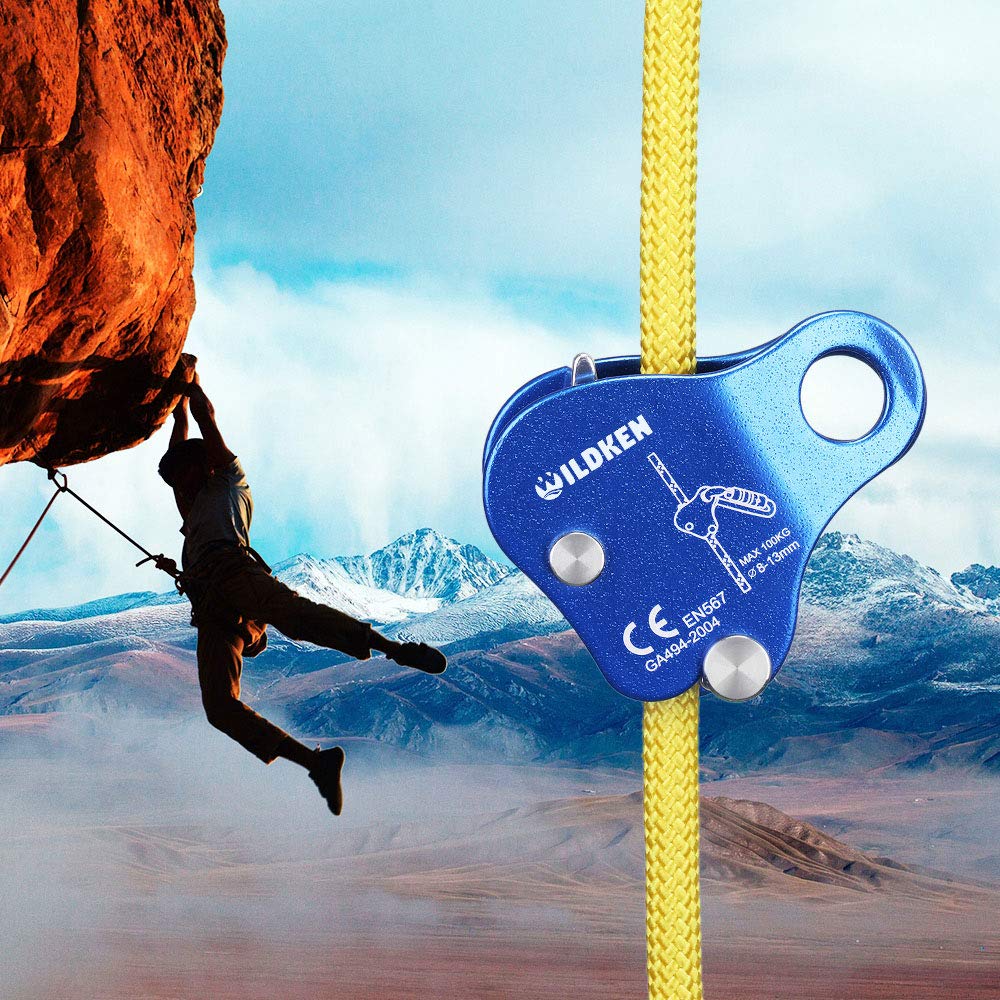 WILDKEN Climbing Ascender Fall Protection Belay Device Climbing Rope Grab for Rock Climbing Mountaineering Tree Arborist Expedition Caving Rescue Aerial Work (Blue)