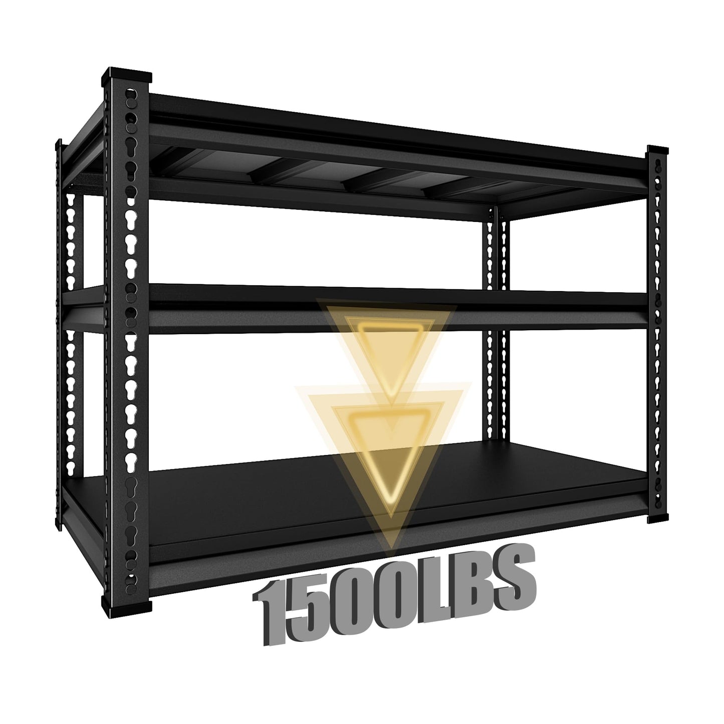 SDXYSTCE 48" W Garage Shelving Heavy Duty, 1500LBS Loads Shelving Units and Storage Racks, 3-Tier Metal Garage Storage Shelves, Industrial Utility Shelf Heavy Duty,48" Wx16 Dx39 H, Black