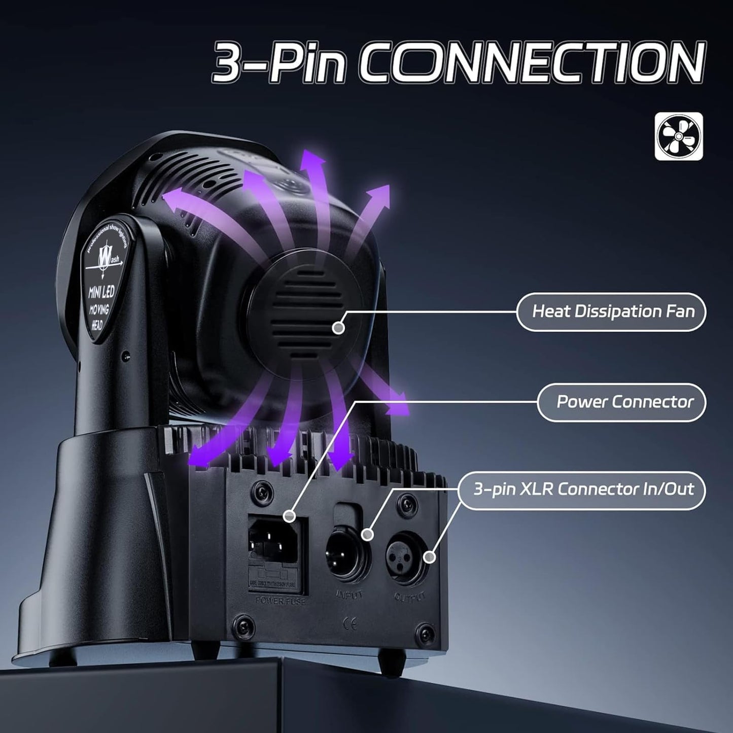 U`King Moving Head Light RGBW Stage Lighting DJ Lights 7 x 10W LED Beam Spotlight 9/14 CH Wash Light with DMX and Sound Activated for Party Church Wedding Bar Christmas Halloween Disco (2 Pack)